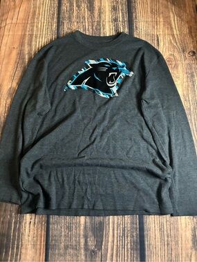 Men's Charcoal Long-Sleeve Panther Logo Shirt - Black/Blue Accents